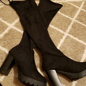 Over the knee suede boots